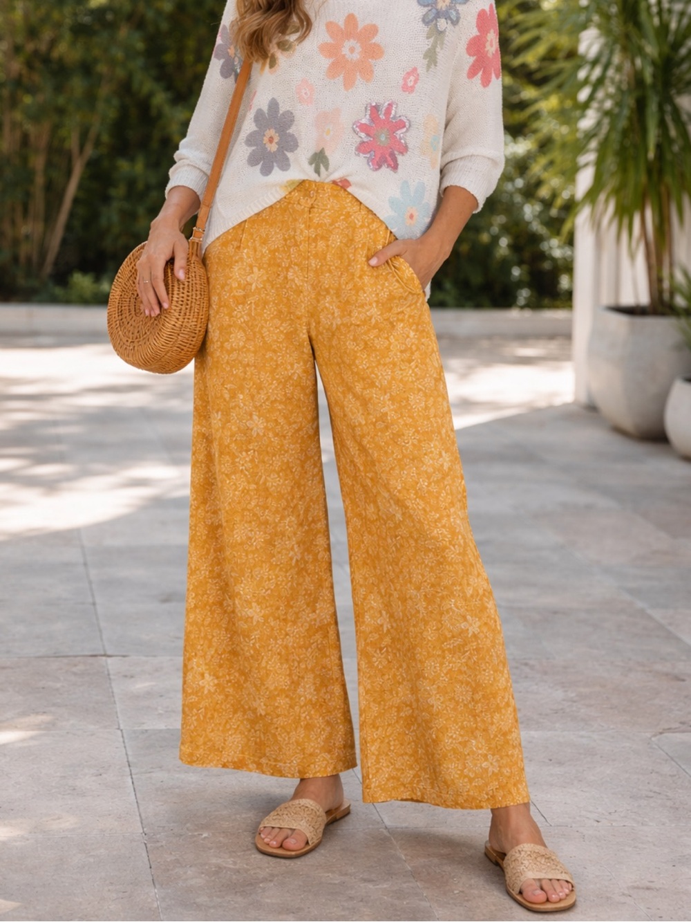 Wonderly Floral Wide Leg Pants